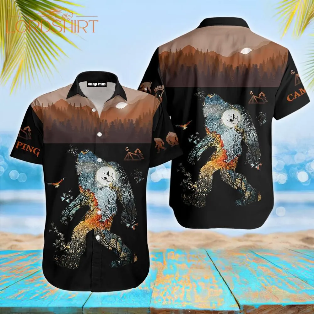 Bigfoot Camping Hawaiian Shirt