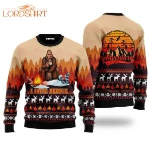 Bigfoot I Hate People Camping Ugly Christmas Sweater