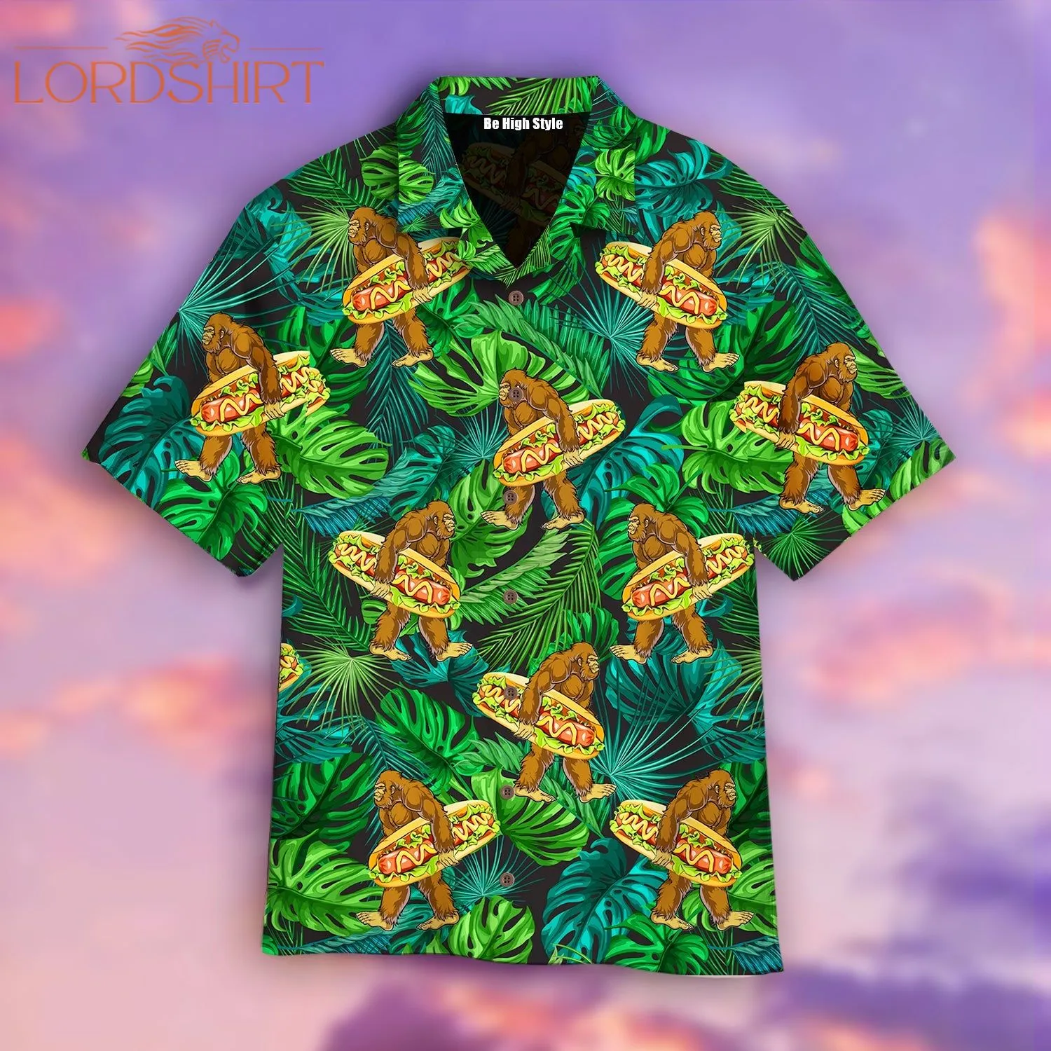 Bigfoot Love Eating Hot Dog Hawaiian Shirt