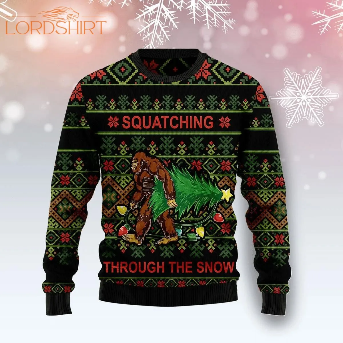 Bigfoot Snow Christmas Ugly Christmas Sweater