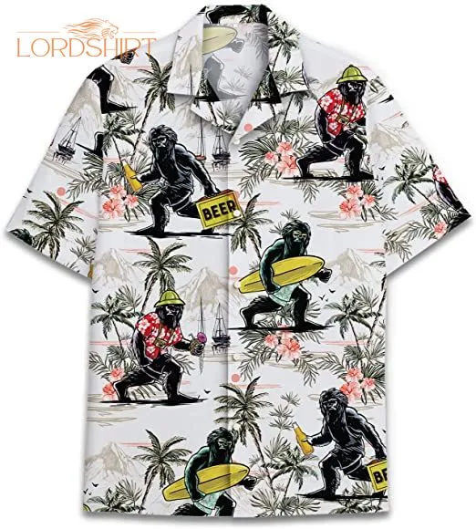 Bigfoot Surf And Drink Beer Hawaiian Shirt