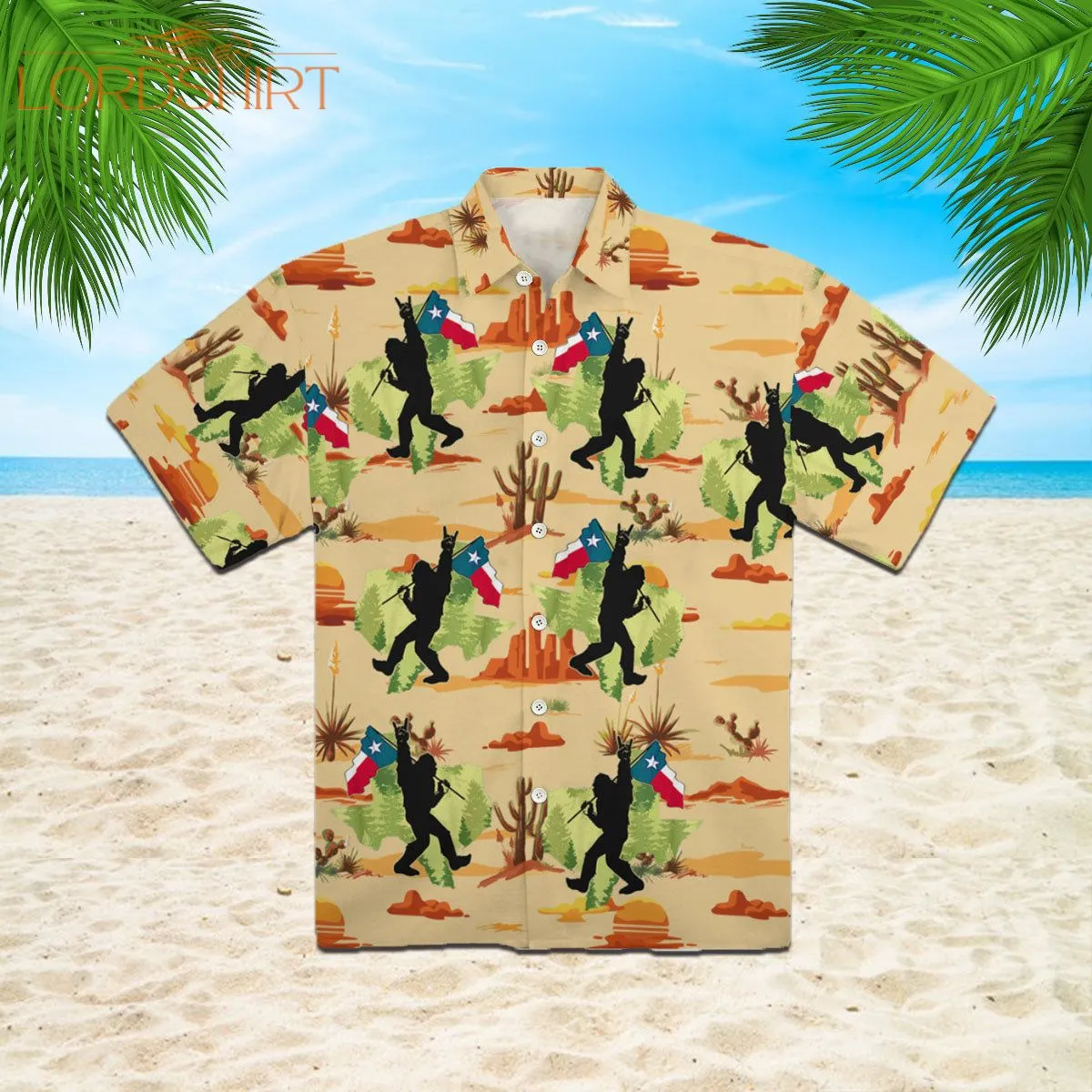 Bigfoot With Texas Hawaiian Shirt