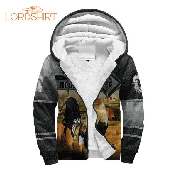 Black And White Rooster In The Farm Fleece Zip Hoodie All Over Print