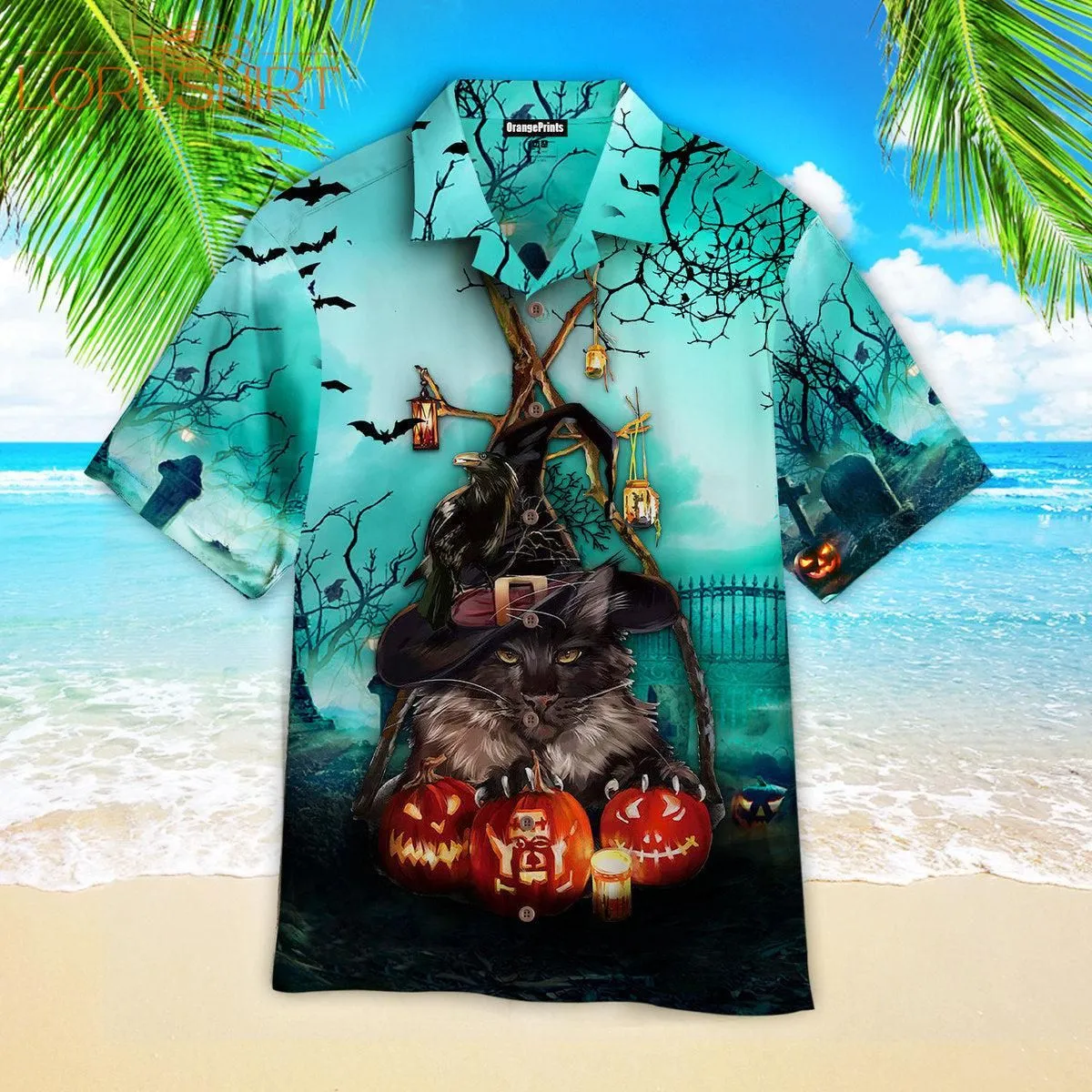 Black Cat And Pumkin Happy Halloween Hawaiian Shirt