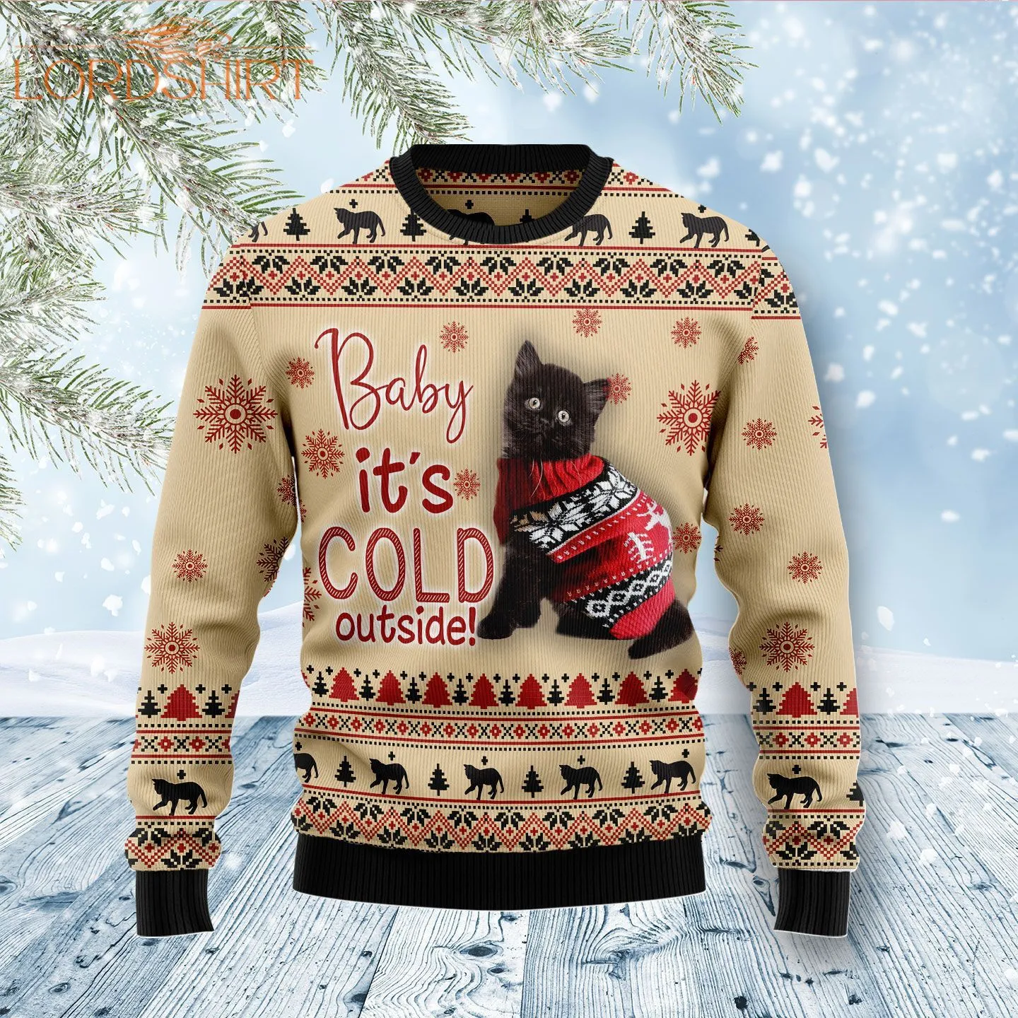 Black Cat Baby Ugly Christmas Sweater