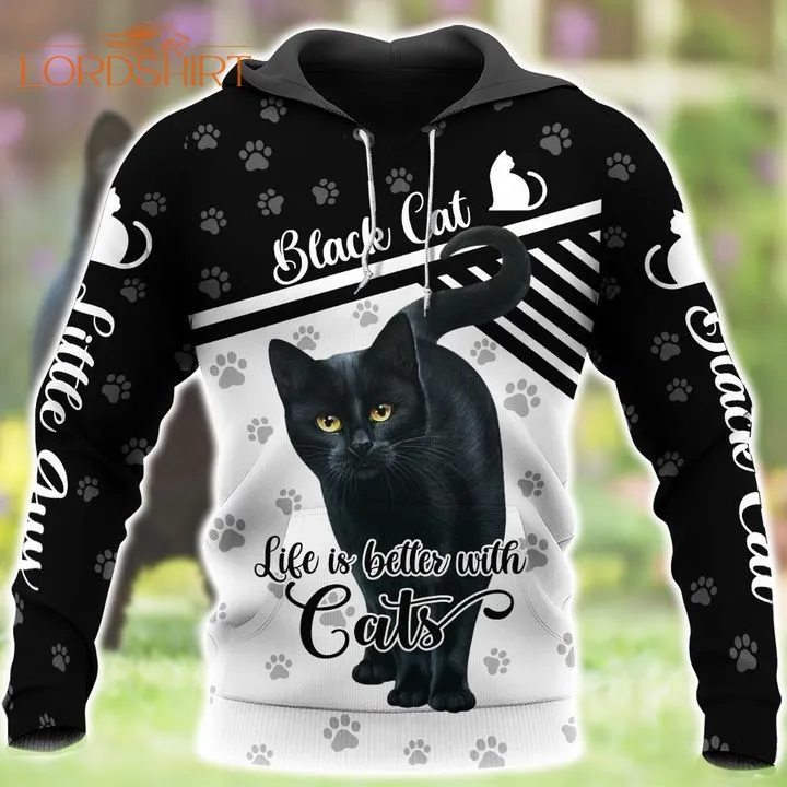 Black Cat Black And White 3d All Over Print