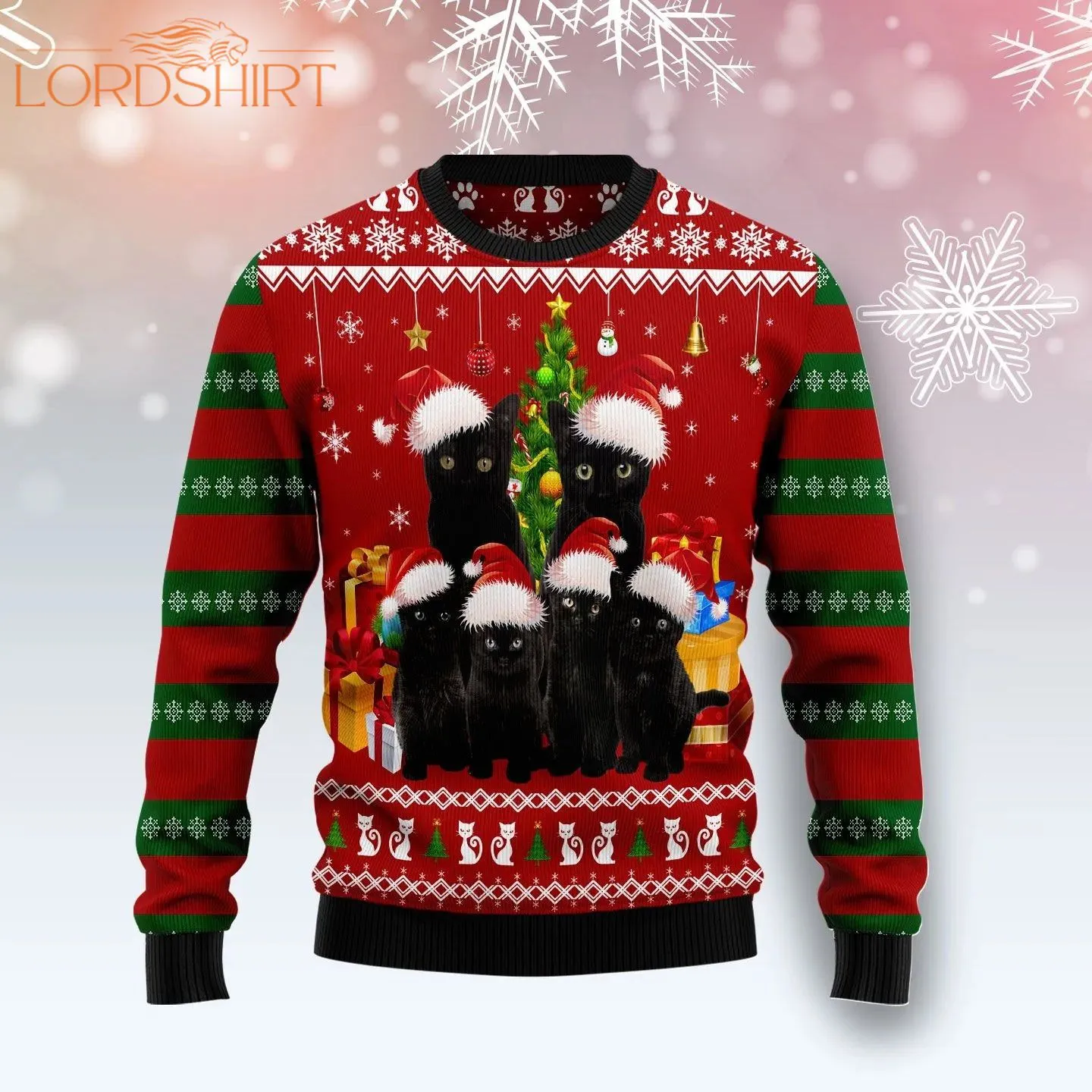 Black Cat Family Ugly Christmas Sweater