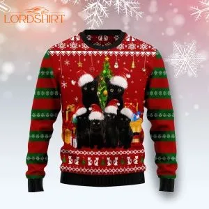 Black Cat Family Ugly Christmas Sweater