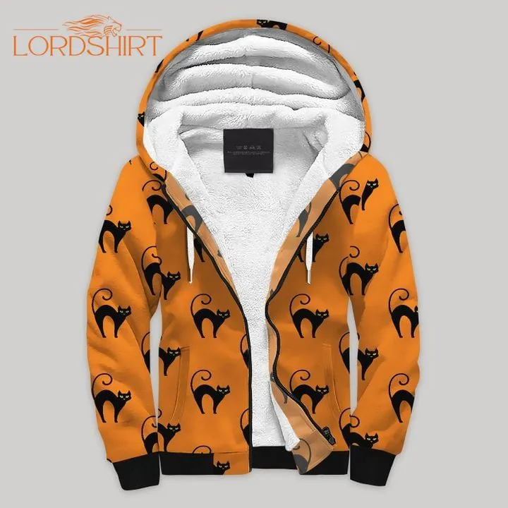 Black Cat Halloween Blanket Fleece Zip Hoodie All Over Print