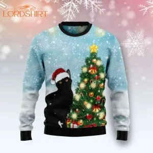 Black Cat Noel Tree Ugly Christmas Sweater