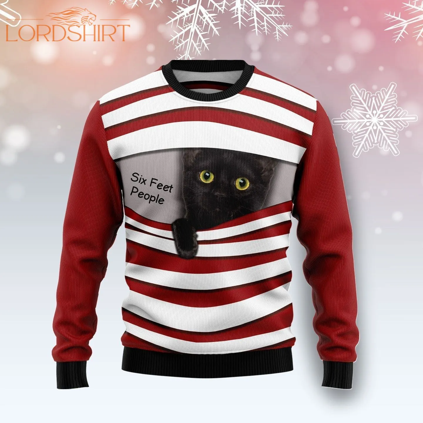 Black Cat Six Feet Ugly Christmas Sweater