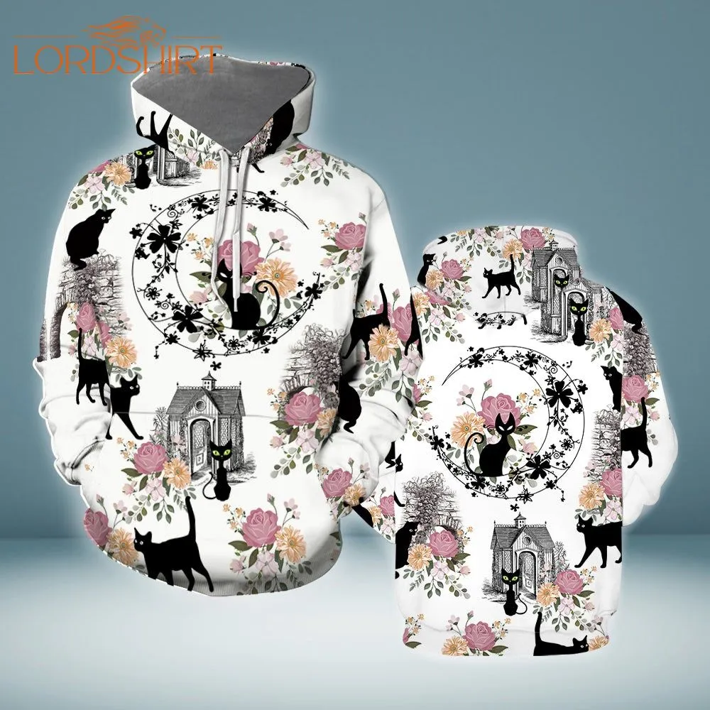 Black Cats With Flowers 3d All Over Print