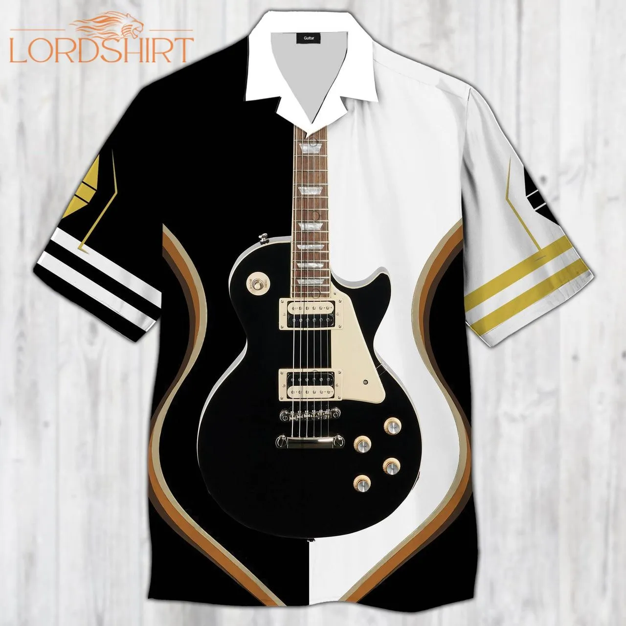 Black Electric Guitar Hawaiian Shirt