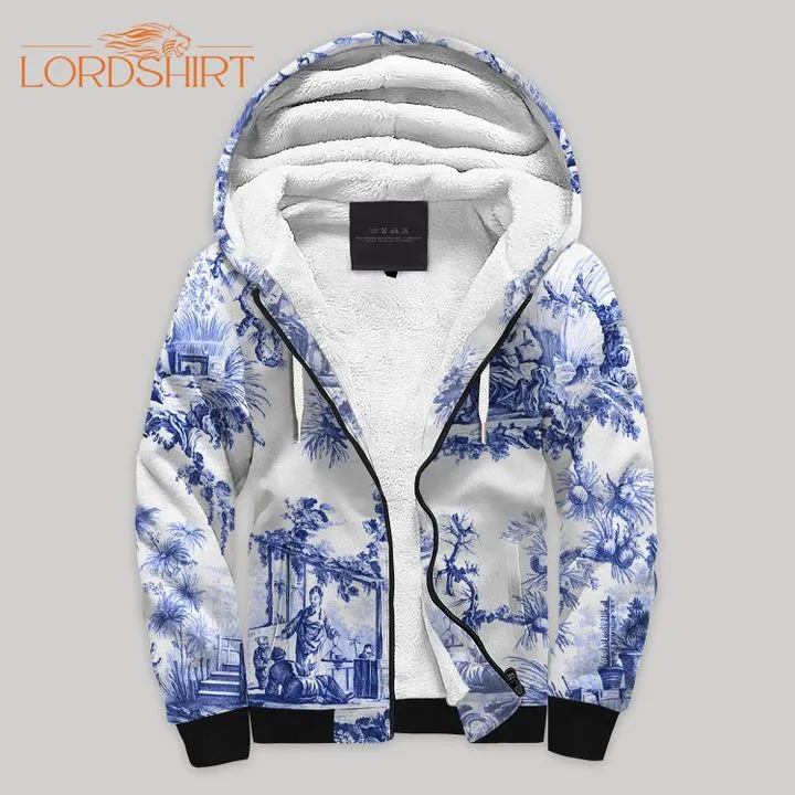 Blue Blanket Fleece Zip Hoodie All Over Print