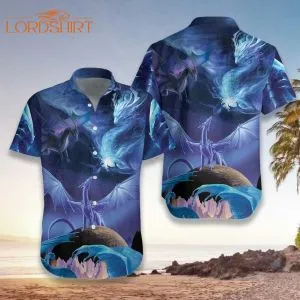 Blue Ice Dragons Art Hawaiian Shirt