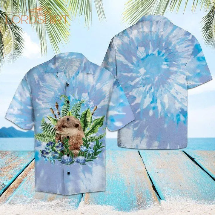 Blue Tie Dye Aloha Hawaiian Shirt