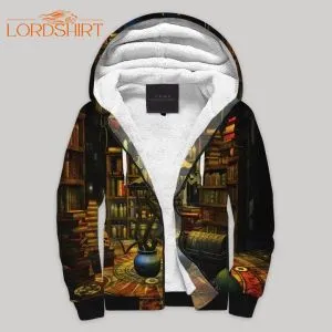 Book Library Fleece Zip Hoodie All Over Print