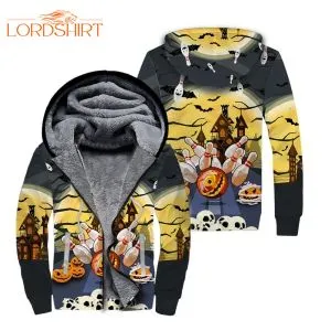 Bowling Spooky Halloween Fleece Zip Hoodie All Over Print