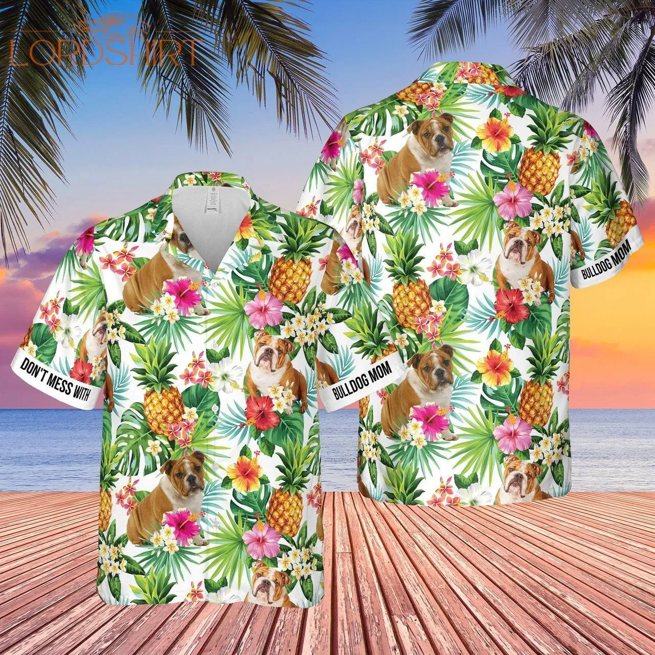 Bulldog Mom Pineapple Tropical Hawaiian Shirt