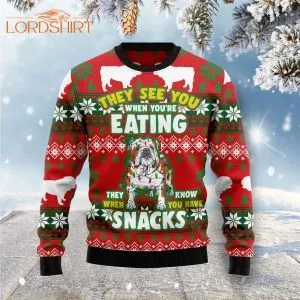 Bulldog Snacks Ugly Christmas Sweater