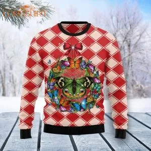 Butterfly Wreath Christmas Ugly Christmas Sweater