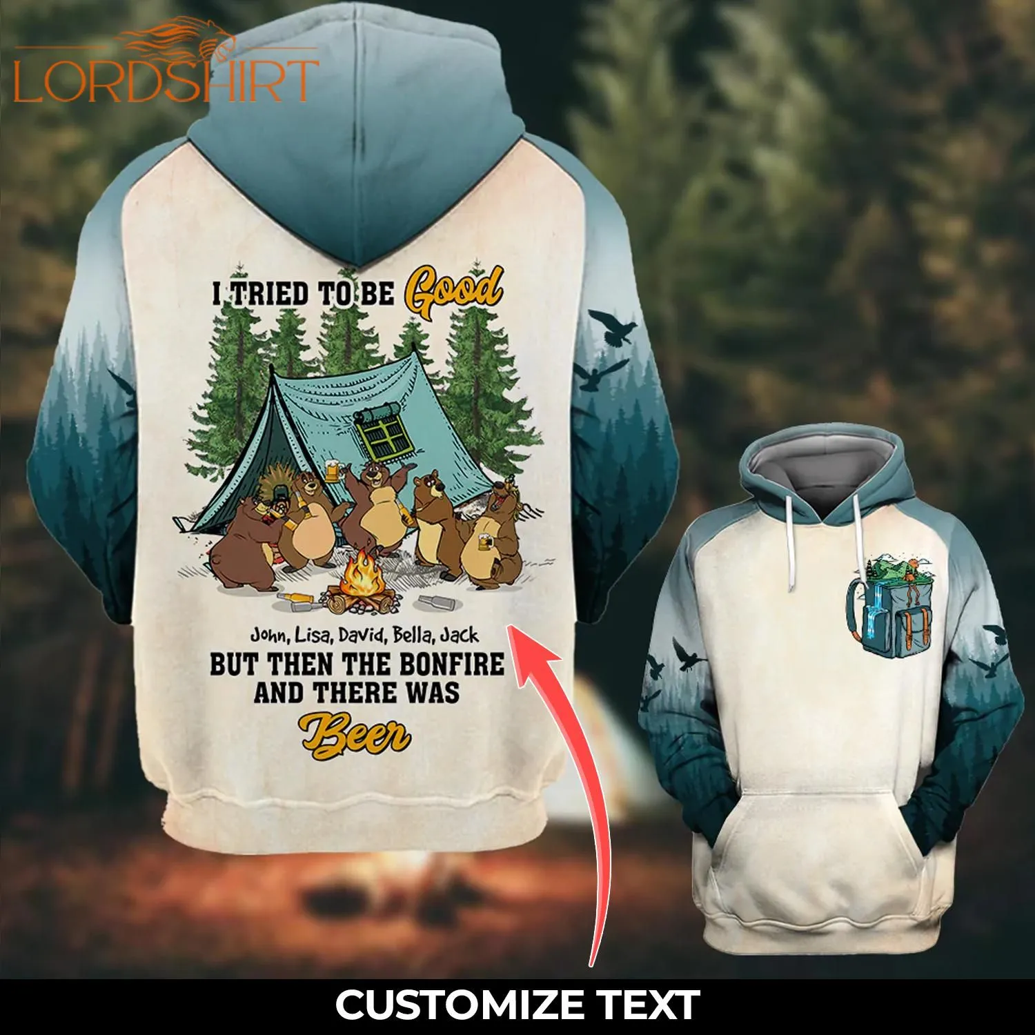 Camping Bears I Tried To Be Good Custom Name 3d All Over Print