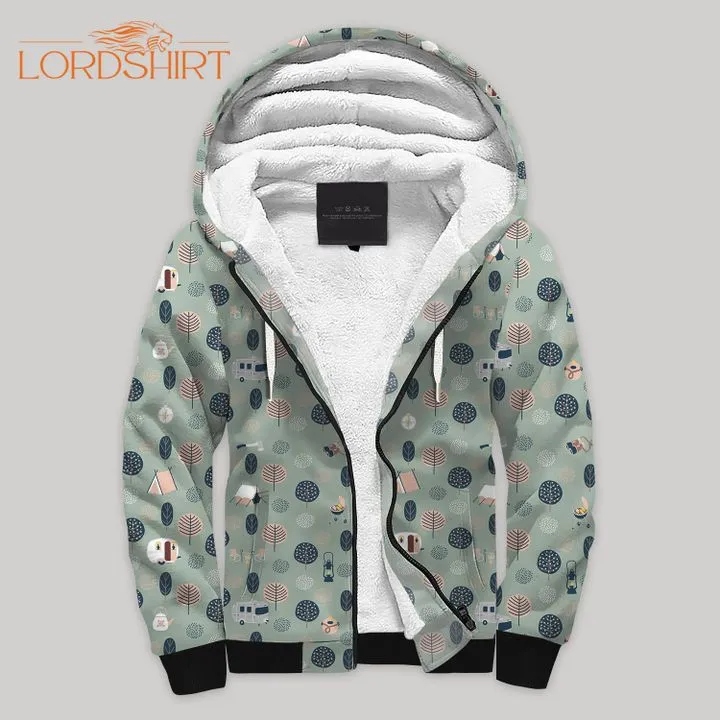 Camping Trip Blanket Fleece Zip Hoodie All Over Print