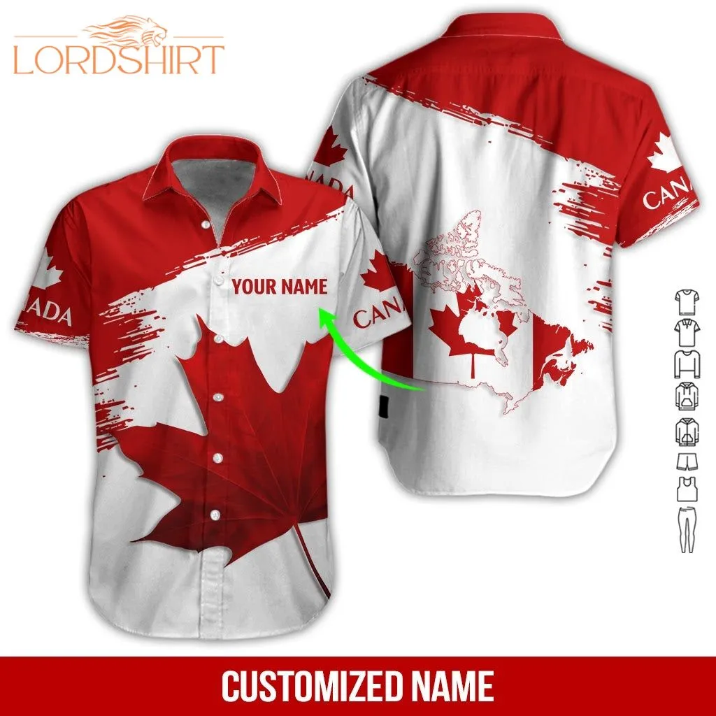 Canada Flag Proud To Be Canadian Custom Name Hawaiian Shirt