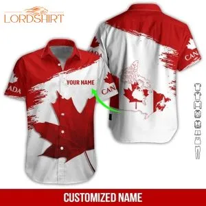 Canada Flag Proud To Be Canadian Custom Name Hawaiian Shirt