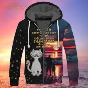 Cat Dad Happy Father's Day Fleece Zip Hoodie All Over Print