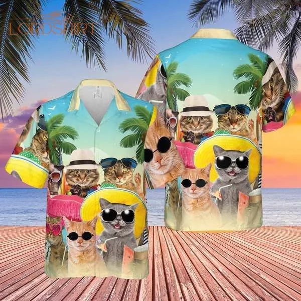 Cat Tropical Beach Hawaiian Shirt