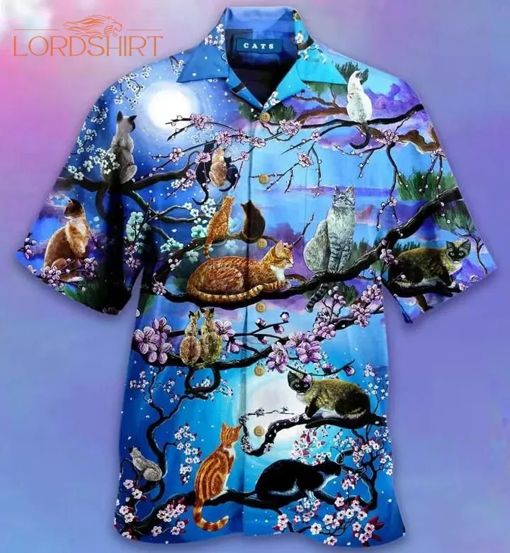 Cats Live Life In Full Bloom Hawaiian Shirt