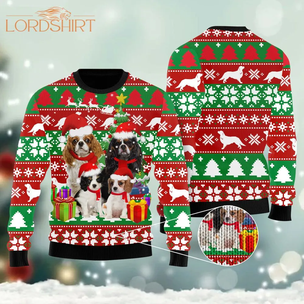 Cavalier King Charles Spaniel Family Ugly Christmas Sweater