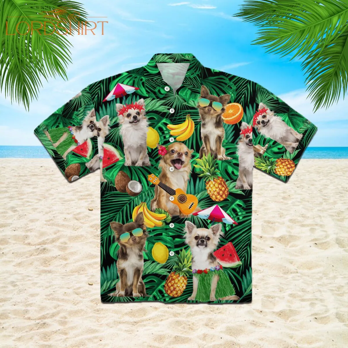 Chihuahua Summer Leaves Fruits Hawaiian Shirt