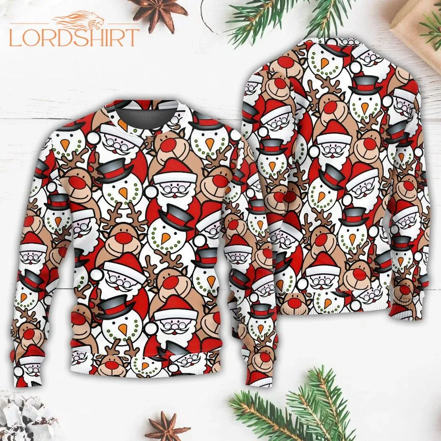 Christmas Cutie Santa And Reindeer Funny Ugly Christmas Sweater