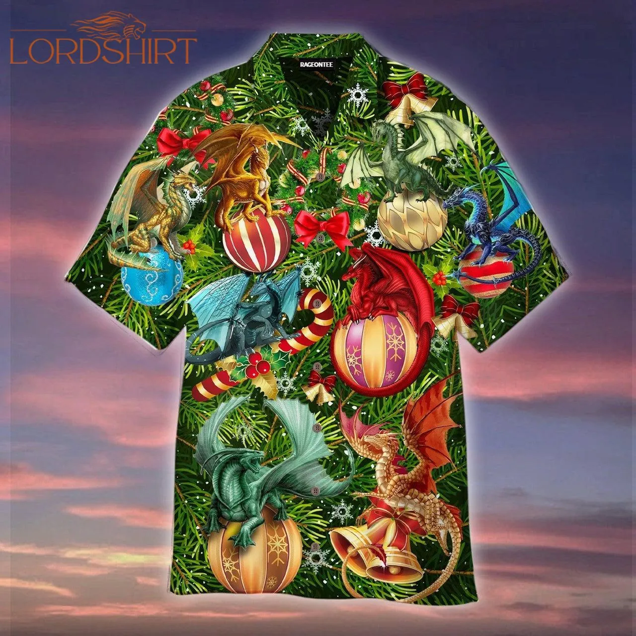 Christmas Dragon Under The Mistletoe Hawaiian Shirt