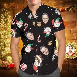 Christmas Face Snowman Custom Photo Hawaiian Shirt