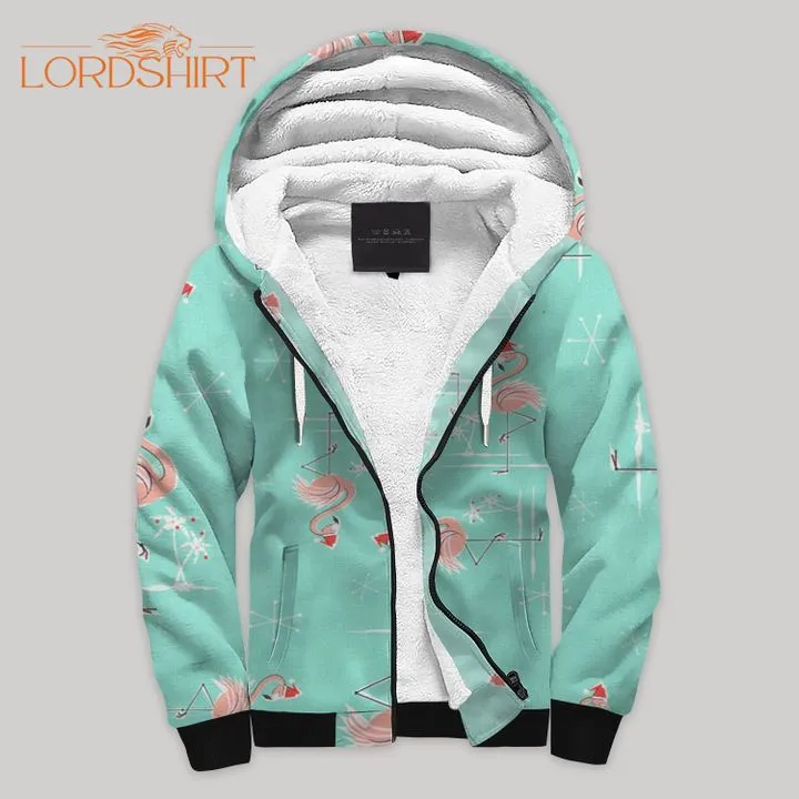 Christmas Flamingos Fleece Zip Hoodie All Over Print