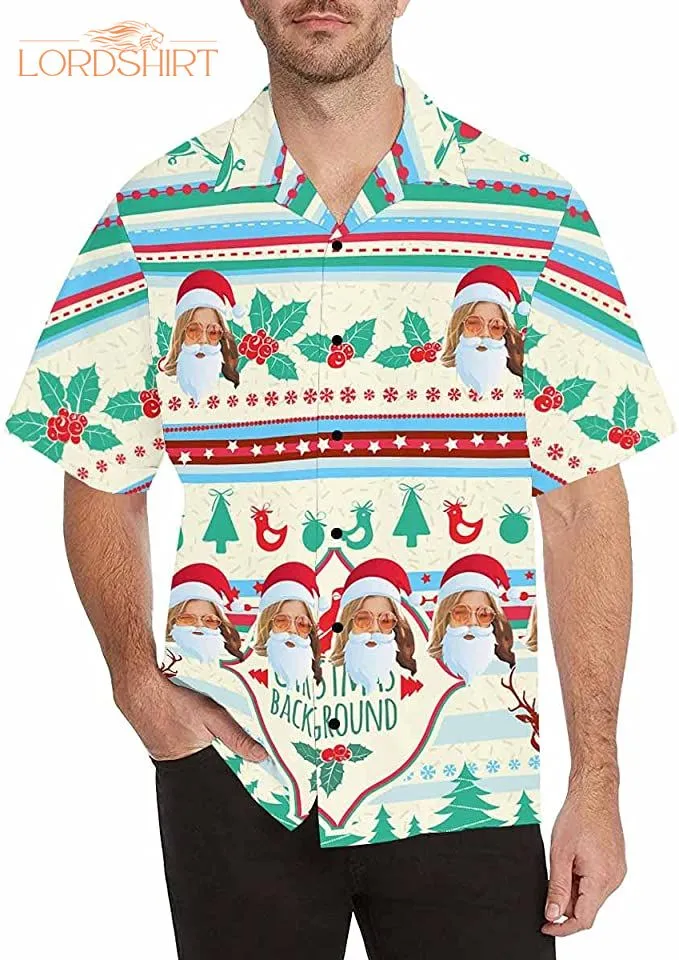 Christmas Santa Claus Custom Photo Hawaiian Shirt