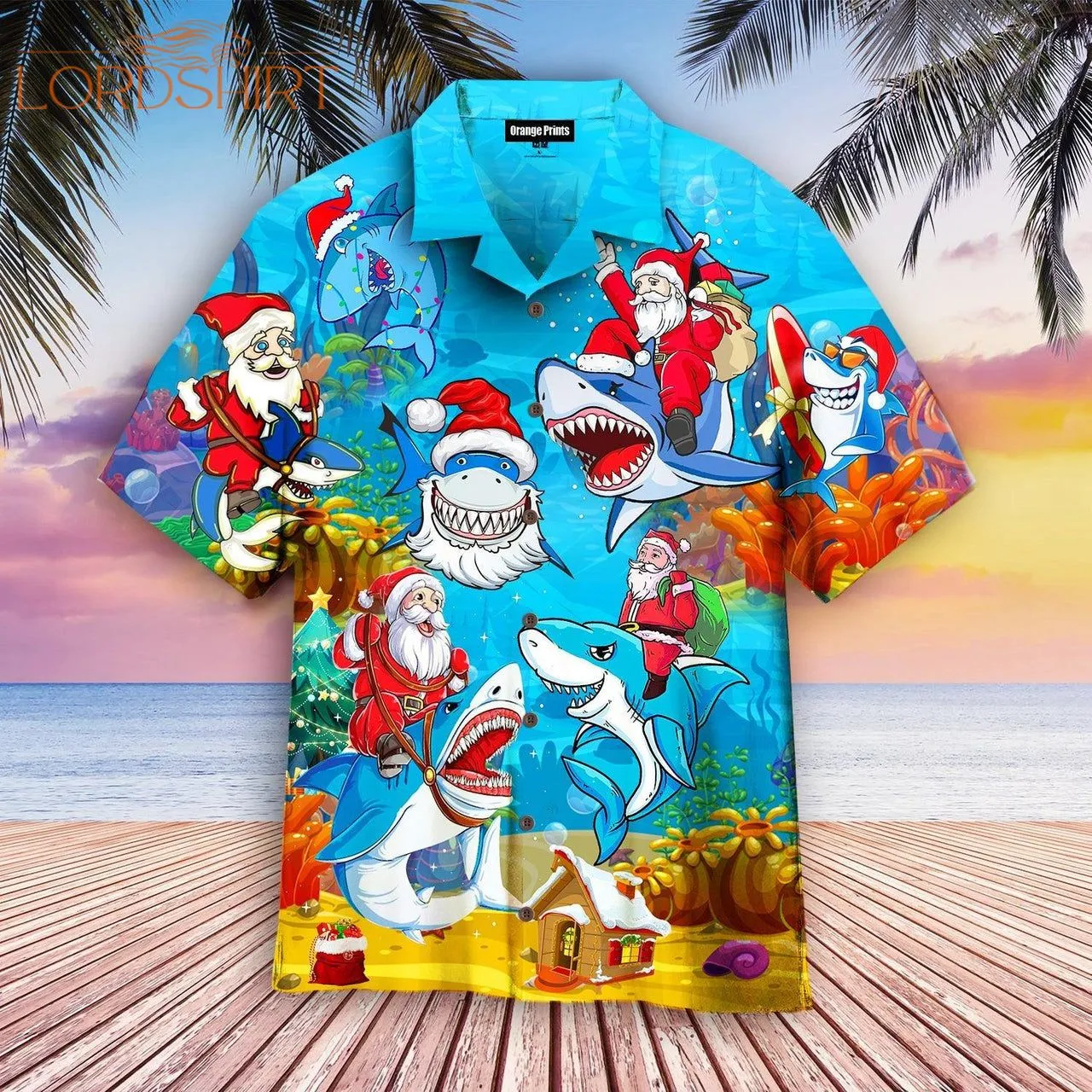 Christmas Santa Shark In July Brings Gifts Hawaiian Shirt