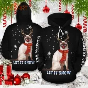 Christmas Siamese Cat Black Funny 3d All Over Print