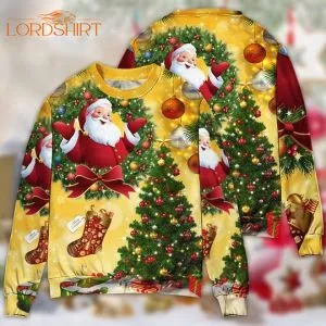 Christmas Tree Yellow Santa Claus 3d All Over Print