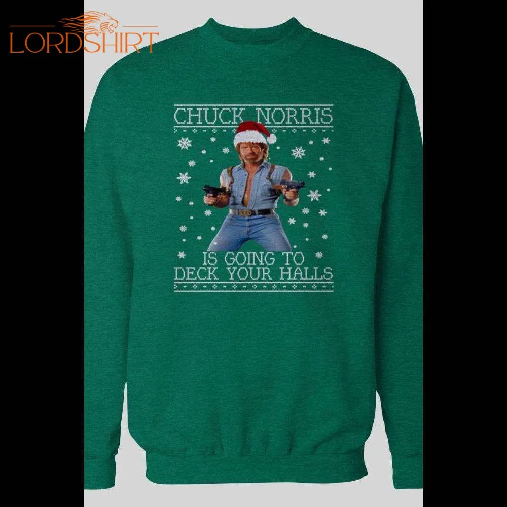 Chuck Norris Deck Your Halls Christmas Winter Sweatshirt