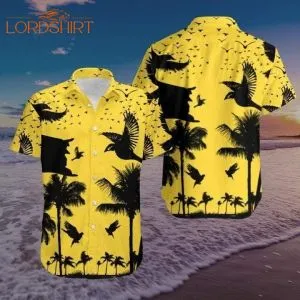 Coconut Beach Black And Yellow Hawaiian Shirt
