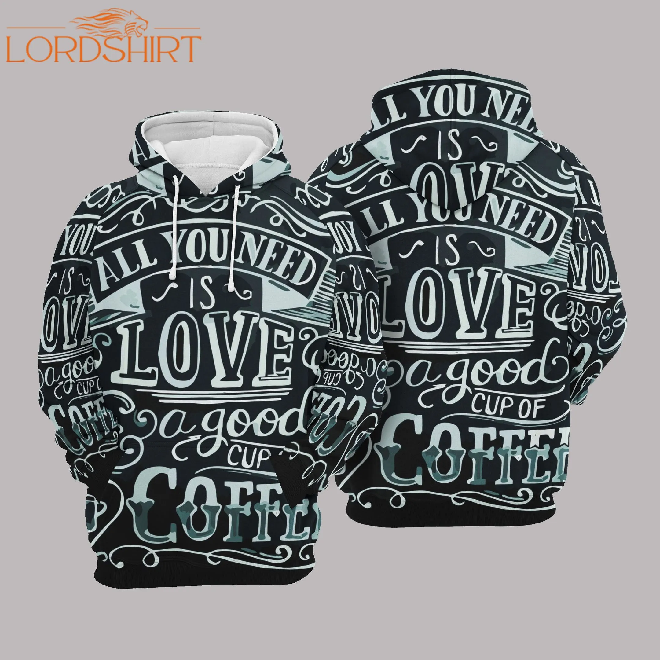 Coffee Typography Gray Awesome 3d All Over Print