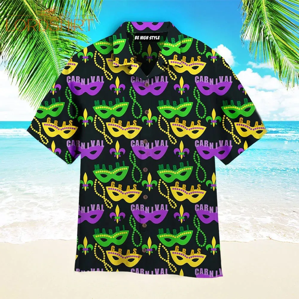 Colorful Mardi Gras Masks Aloha Hawaiian Shirt