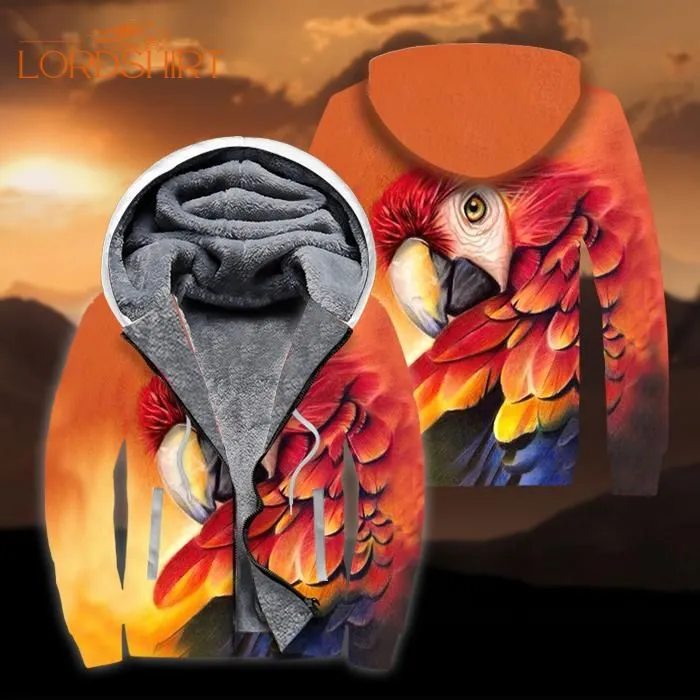 Colorful Parrot Fleece Zip Hoodie All Over Print