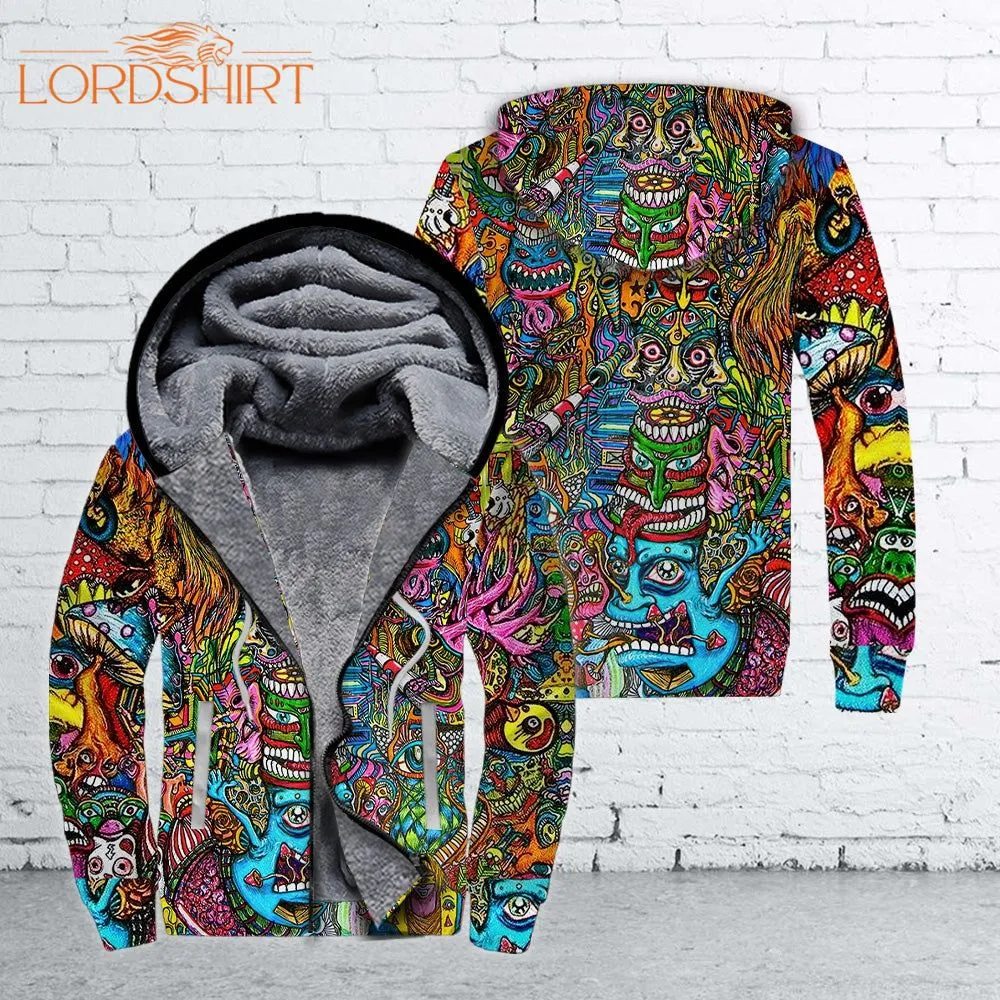 Colorful Trippy Fleece Zip Hoodie All Over Print