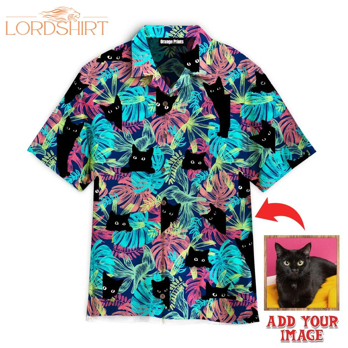 Colorful Tropical Leaves Custom Photo Hawaiian Shirt