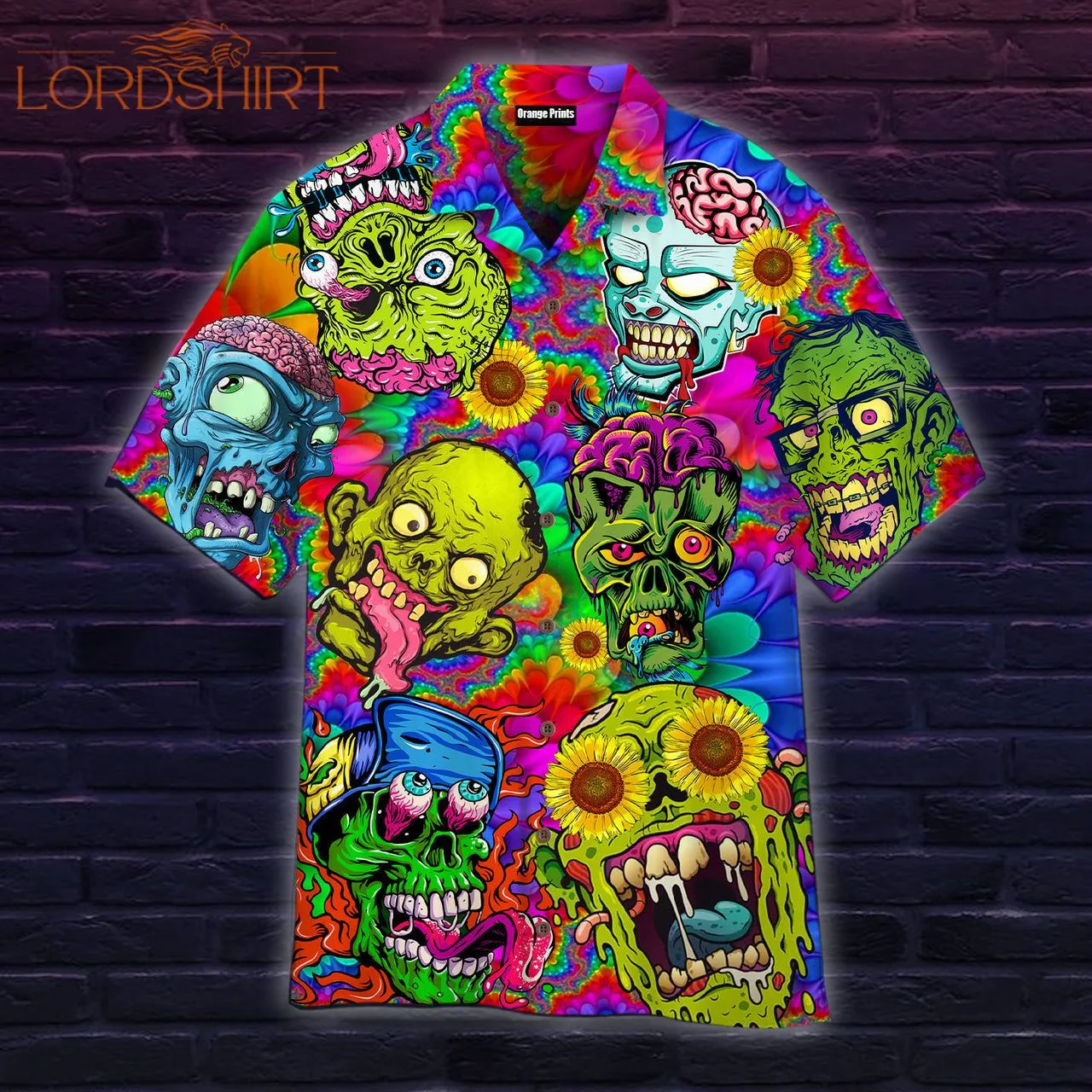 Colorful Zombie Skull Hippie Hawaiian Shirt